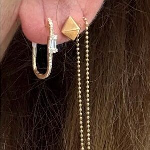 Elegant 14k Gold x Diamond Baguette Women's Earrings